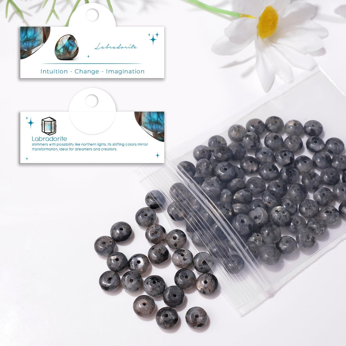 Raicegs 100pcs 5×8mm Rondelle Labradorite Beads Natural Gemstone Beads Abacus Disk Stone Loose Beads for Jewelry Making DIY Bracelets Necklace