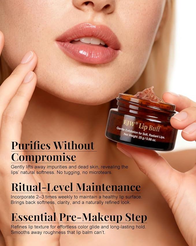 Triple-Action Lip Scrub - Brown Sugar, Coffee & Pearlite Exfoliator - Infused with Coconut & Botanical Oils for Nourishing Care of Dry, Cracked Lips - Vegan, Cruelty-Free