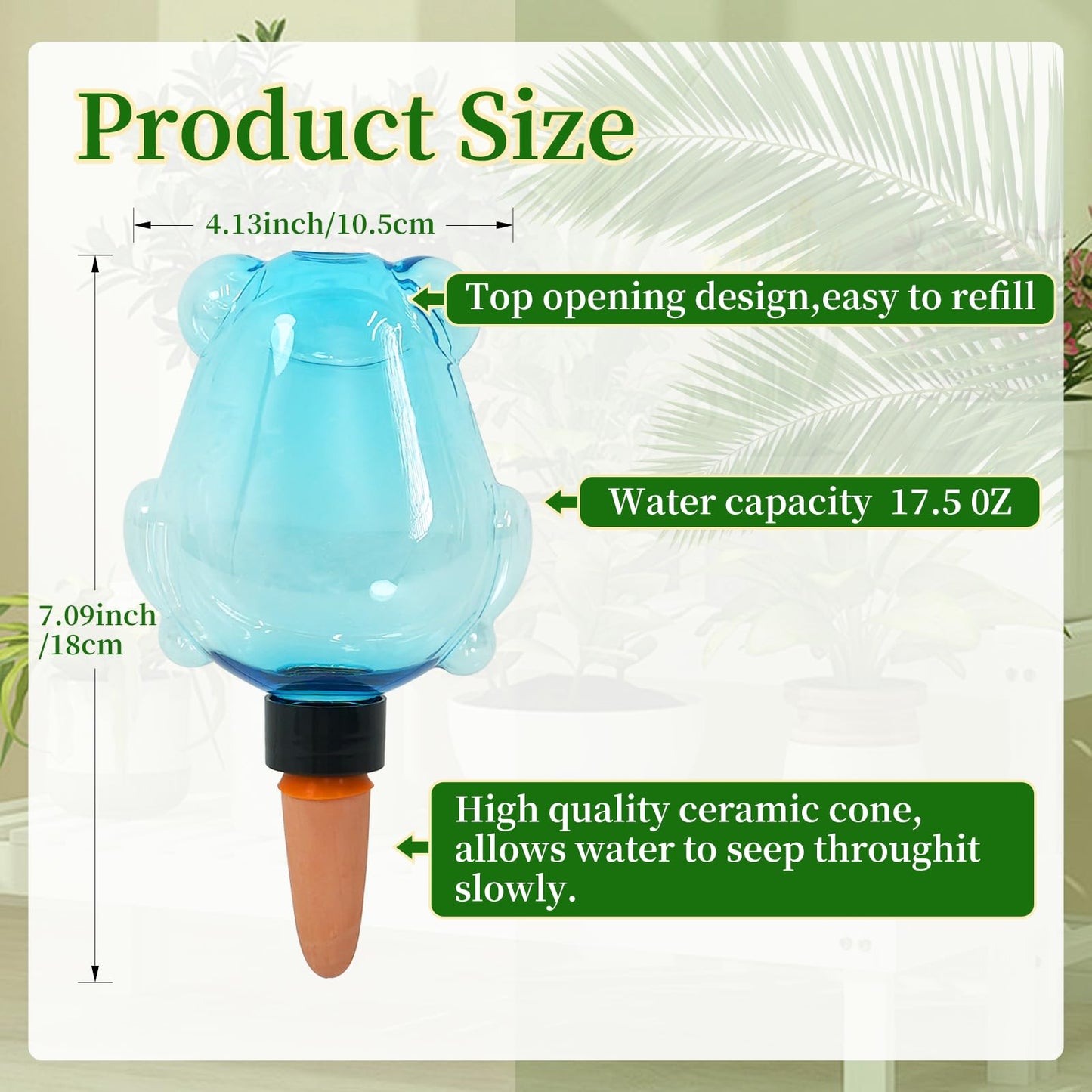 GEWOSI 3 Pack Plant Self Watering Globes Top Fill for Indoor Plastic Water Bulbs Slow Release Terracotta 13oz Self Watering Planter Insert Automatic Drip Irrigation Water Spikes Stakes Devices System