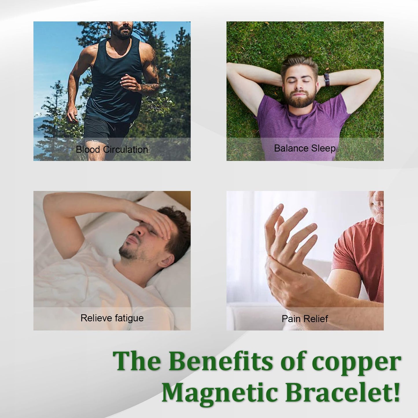 Fashtour 3 Copper Rings for Men, 99.9% Pure Copper Magnetic Rings, Vintage Pattern Adjustable Cuff Ring