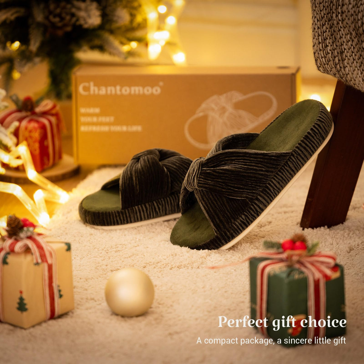 Slippers for Women Memory Foam House Bedroom Bow Crossbands Pearlescent Slipper Shoes Comfy Trendy Gift Slippers Olive Size 11 12 10.5