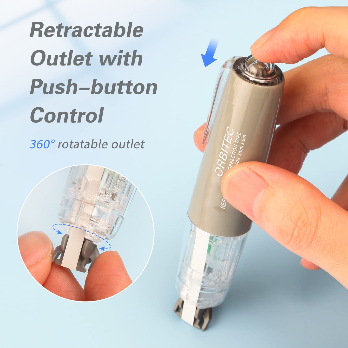 BITOSEE Refillable Retractable Quick Dry White Correction Tape,Mini Small Aesthetic Cute Correction Tape, with Easy to Use Kawaii Pen Shaped Applicator,for School Office Supplies