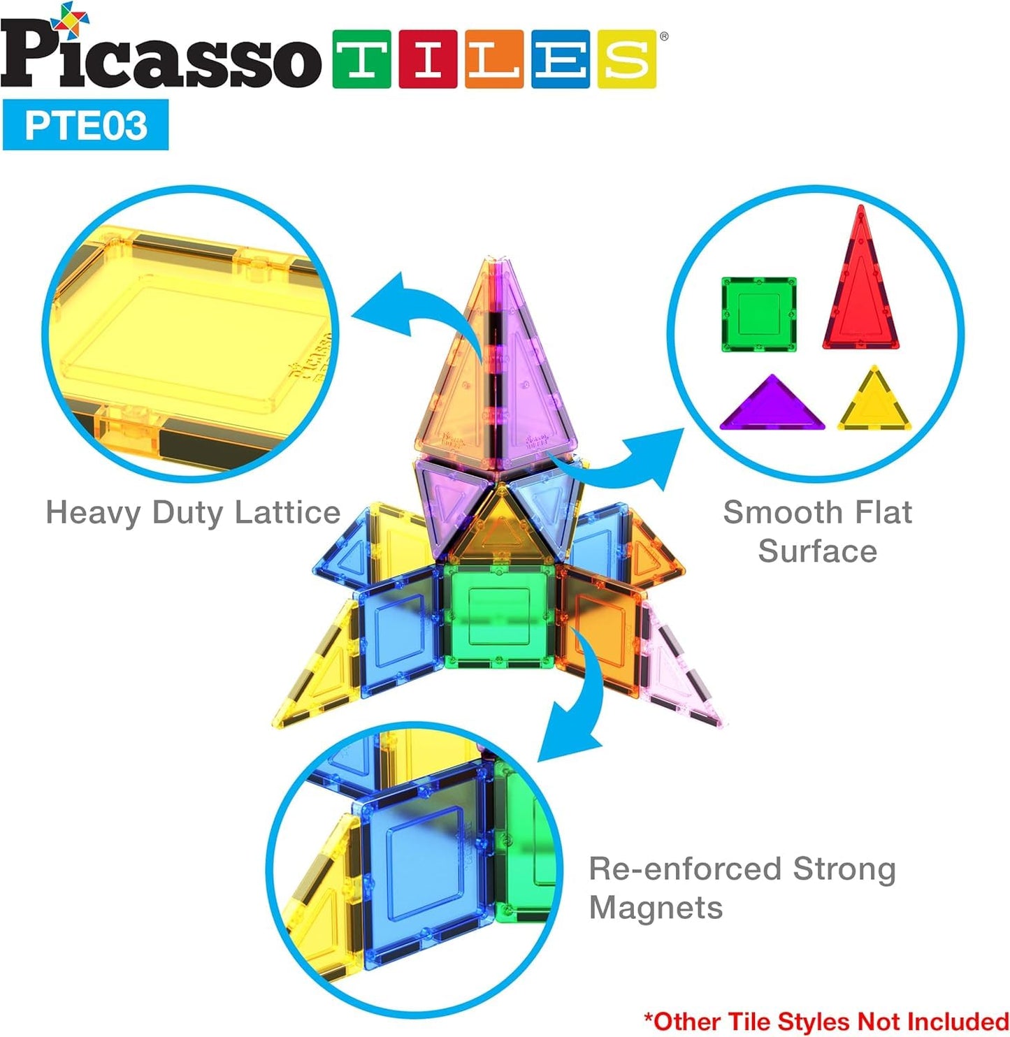 PicassoTiles 12pcs Magnetic Building Block Set Isosceles Triangle Magnet Tiles Construction Toy STEM Learning Kit Educational Playboard Prek Pretend Play Stacking Blocks Child Brain Development PTE03