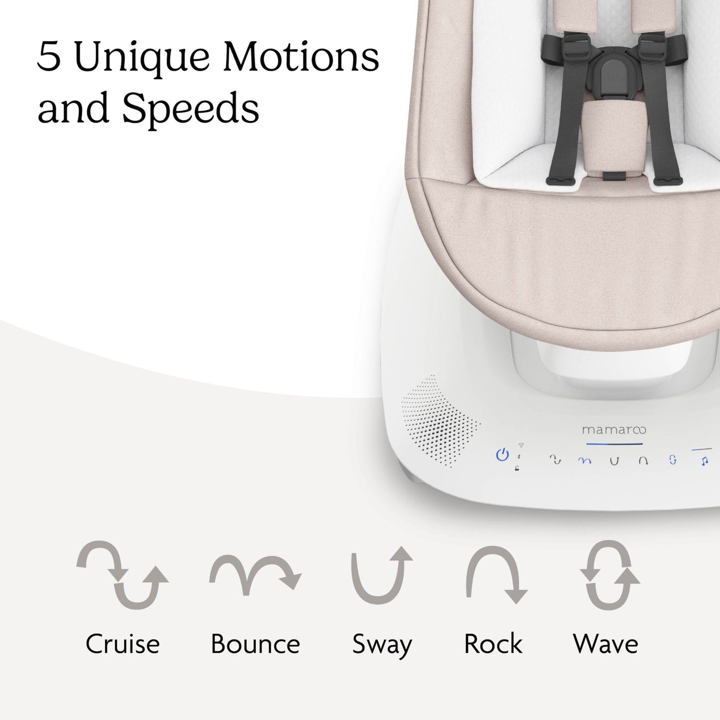 UPPAbaby Mamaroo Smart Swing – Customizable Soothing Modes with MotionSync Technology – Infant Recline + Bluetooth Enabled – Included Newborn Insert – Charlie (Sand Mélange)
