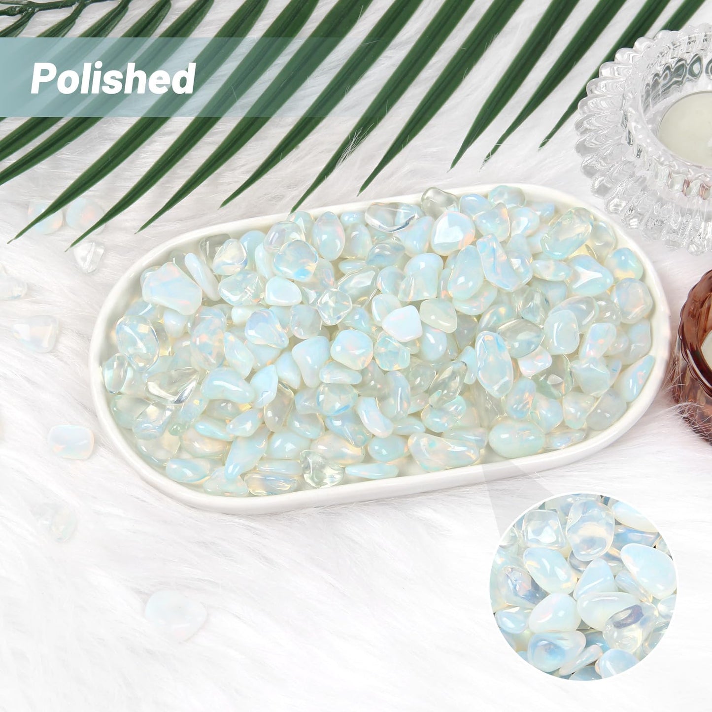 1.1lb Crushed Opal Crystal Tumbled Chips-Opal Healing Crystals Chips Bulk, Crushed Crystal Gemstones for Crafts, Beautiful Package for Gift (Opal)