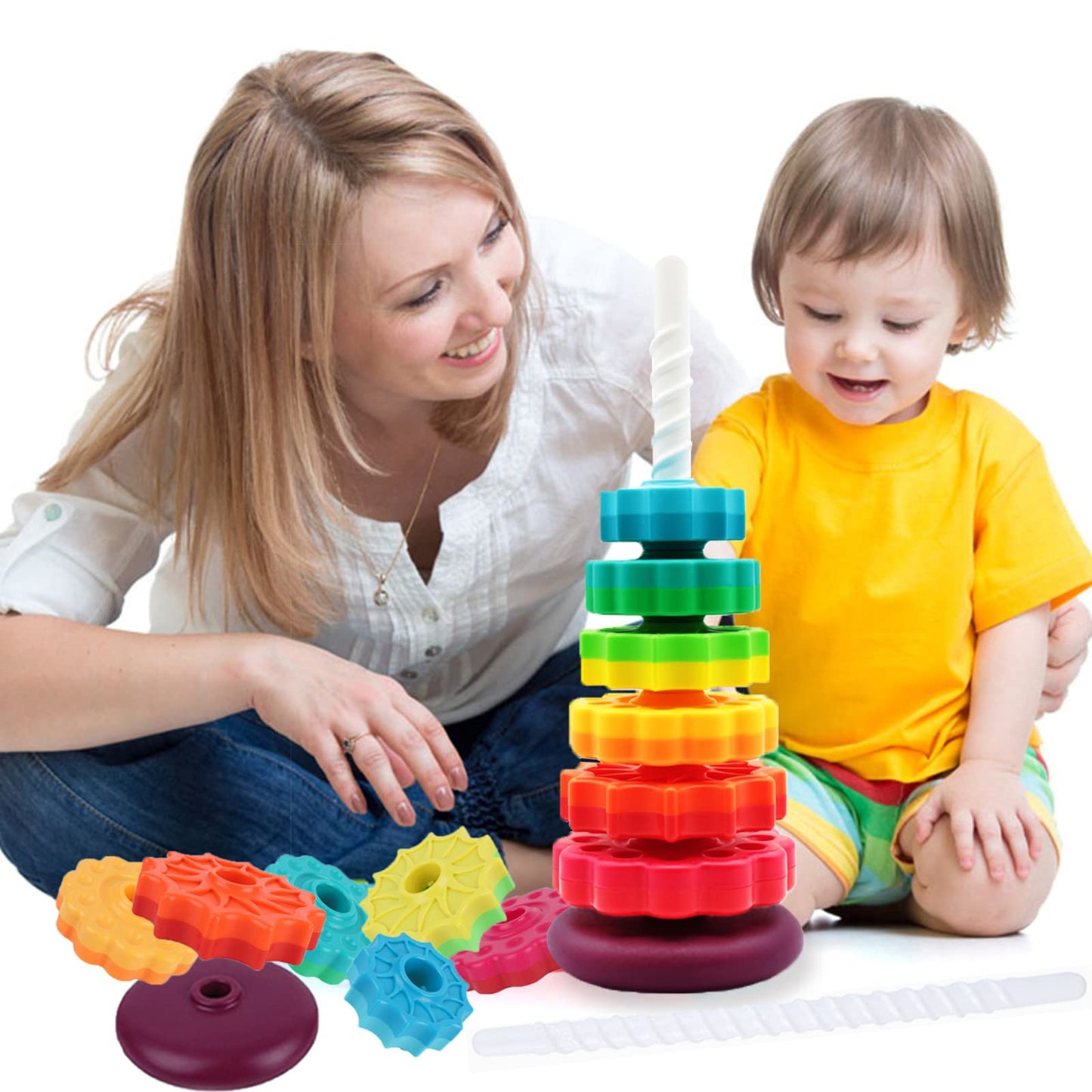 BYFWH Baby Spin Stack Toy,Premium Stacking Toy for Kids, Spinning Stacking Toy for Babies and Toddlers,Educational Toddler Learning Toy,Baby 1 2 3 Birthday Gifts,Autism Sensory Spinning Toy
