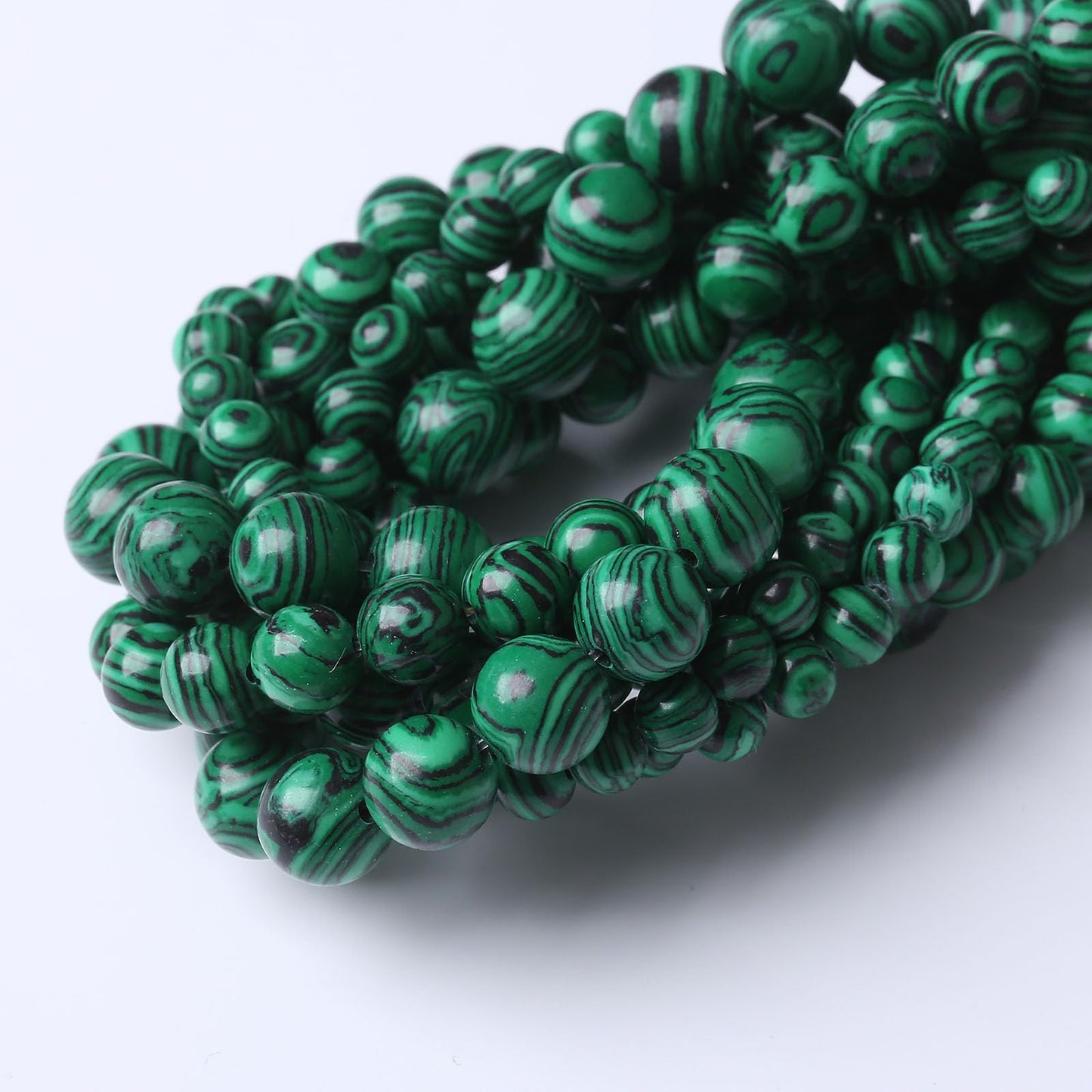 90PCS 4MM Green Malachite Stone Beads Natural Gemstone Round Stone Beads for Jewelry Making DIY Healing Power Bracelet 15"