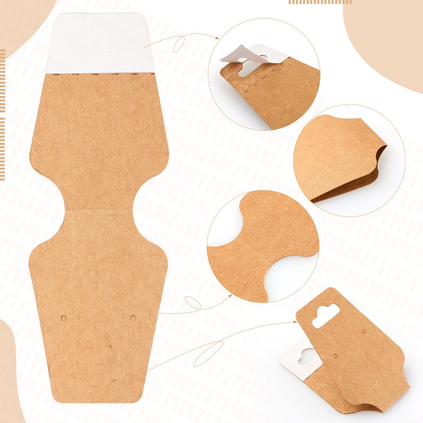 400 Jewelry Display Cards with Adhesive Kraft Paper Cards Necklaces, Keychains, Bracelet Display for Necklaces(Khaki)