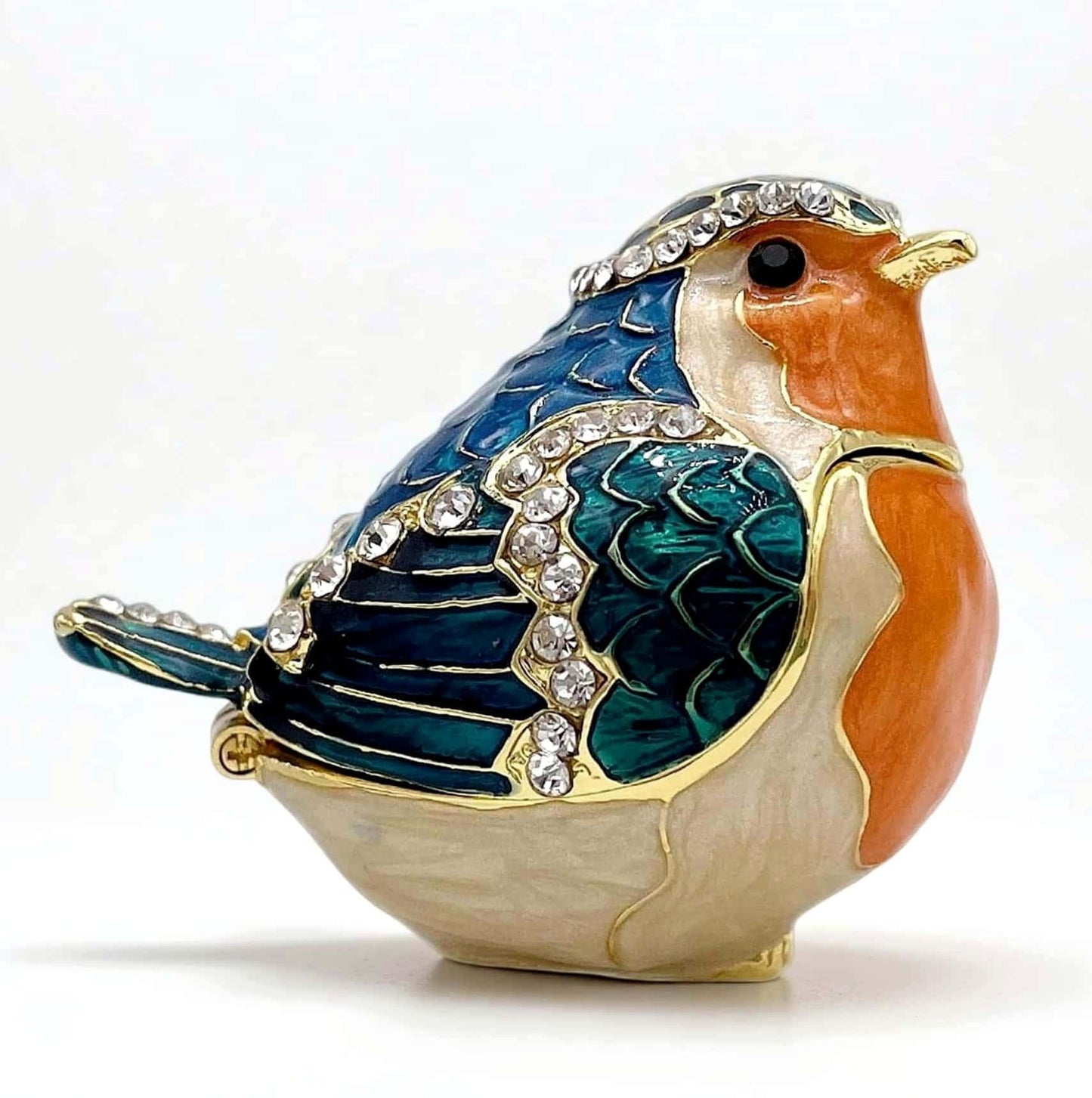 JWT Astyle Robin Bird Hinged Jewelry Box with Stones, Collectible Animal Trinket Box.Rings Earrings Storage Boxes,Bird Figurine Home Decor Gift