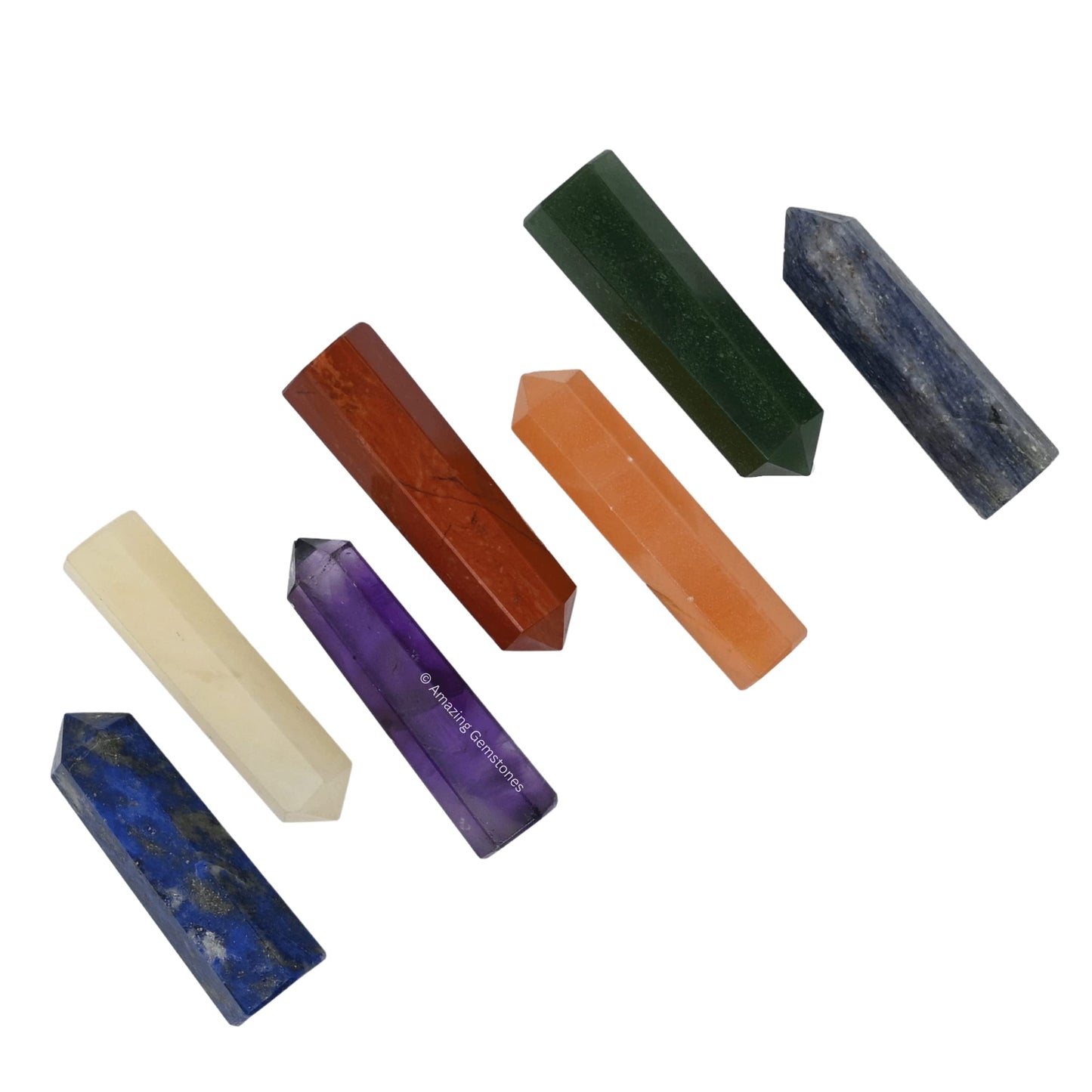 Amazing Gemstone Crystal Points Bulk Healing Crystals and Stones - Hexagonal Healing Point Bulk Crystals for Crafts - Premium Gemstones and Crystals (Set of 7, 7 Chakra)
