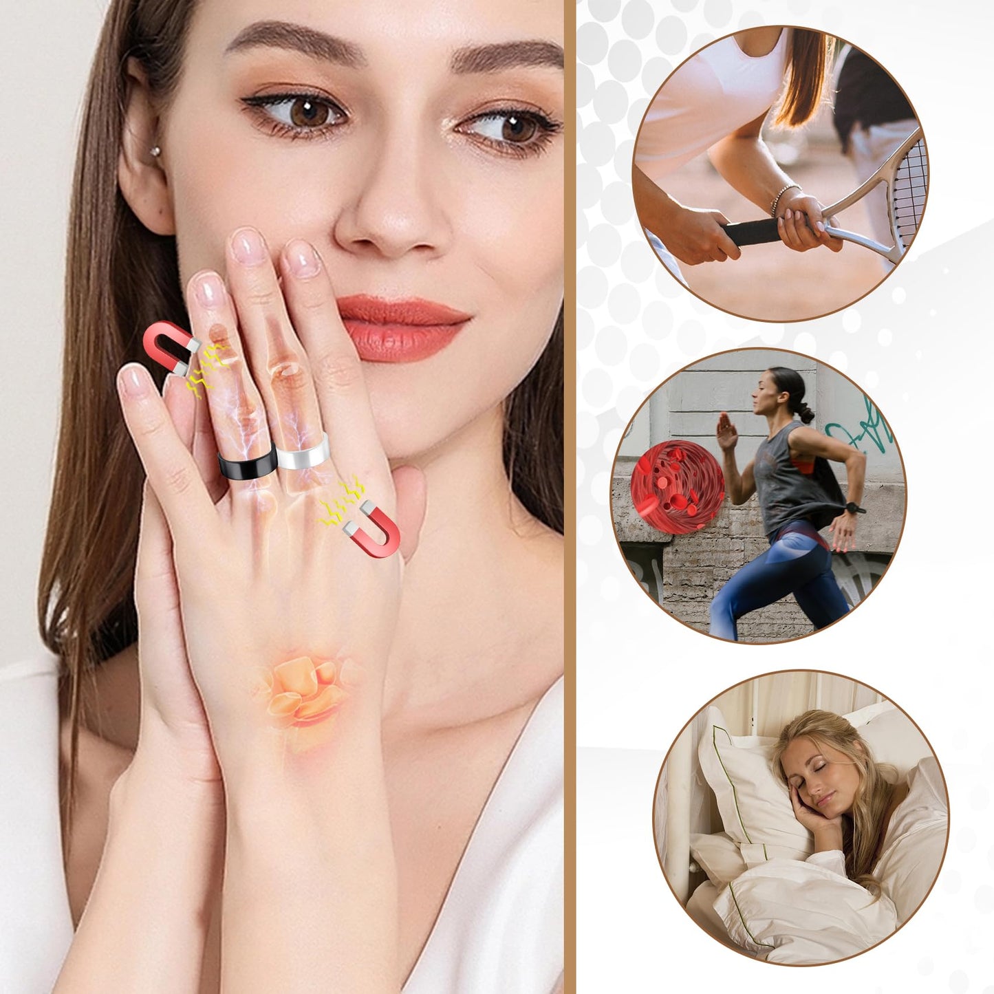 Feraco 2 PCS Copper Rings for Women,99.99% Pure Cooper Magnetic Therapy Thumb Ring Jewelry with Magnets