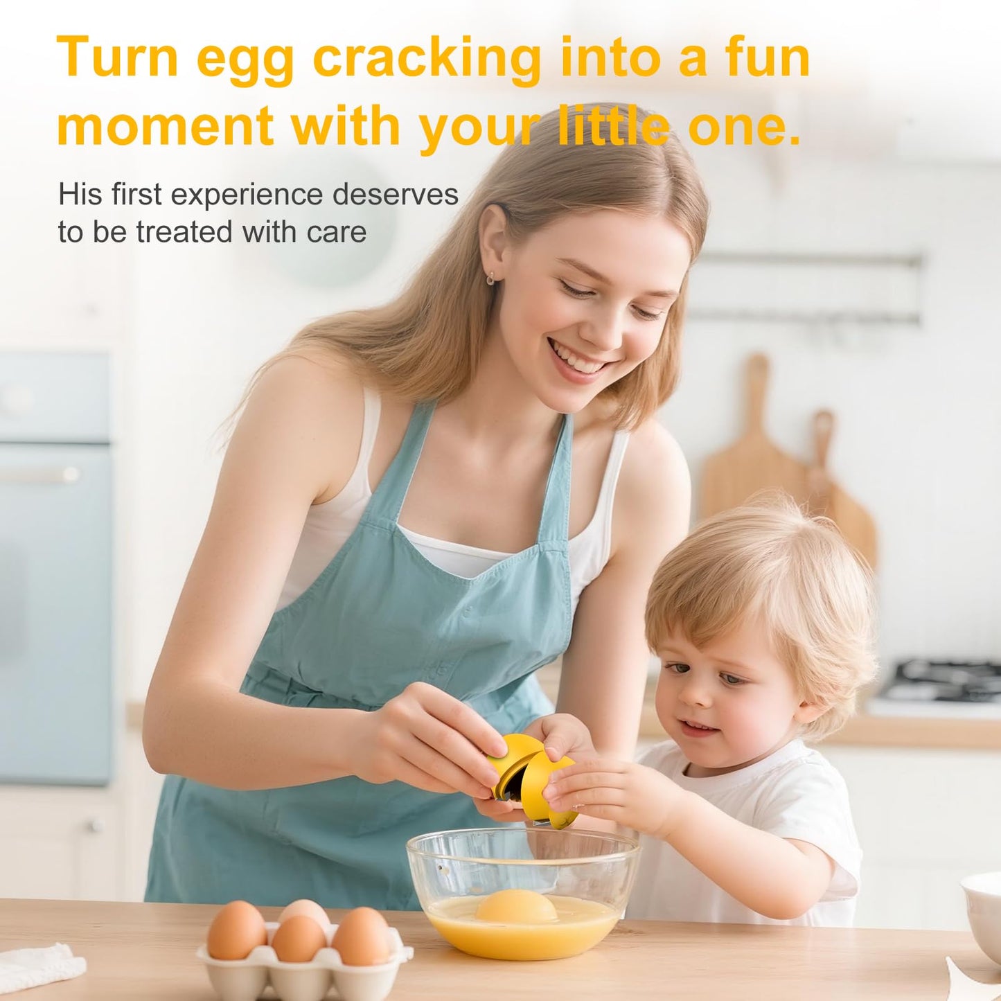 Egg Cracker, Silicone Egg Shell Opener, Cute Egg Shaped Design, Opens Eggs with Ease, A Little Happiness Boost for Your Kitchen. (Color: Yellow, 1-Pack)