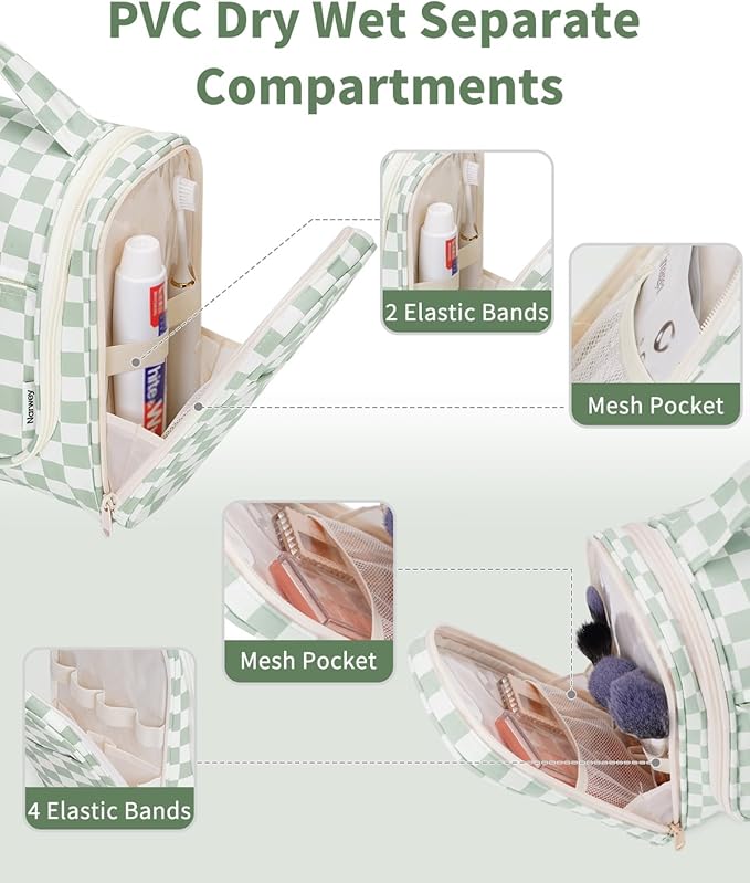 Narwey Hanging Toiletry Bag for Women Travel Makeup Bag Organizer Toiletries Bag for Cosmetics Essentials Accessories