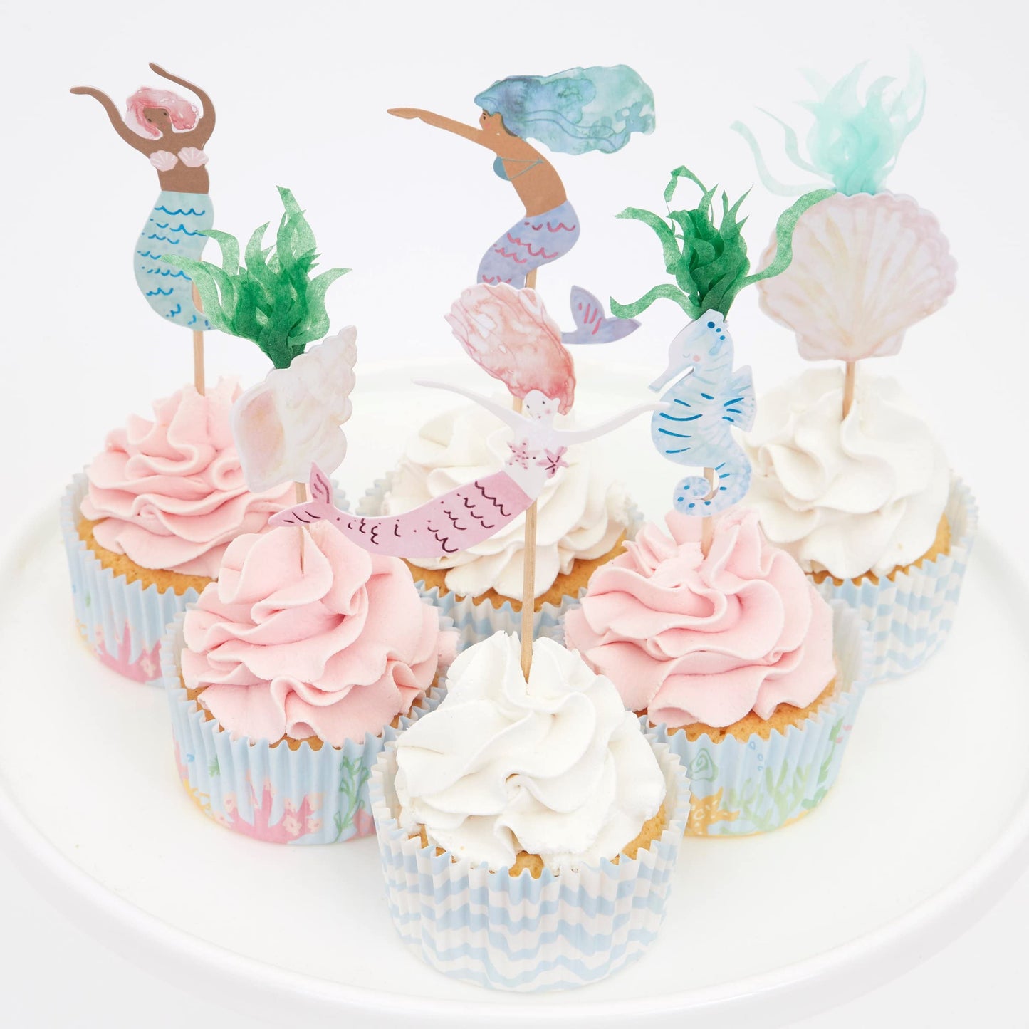Meri Meri Mermaid Cupcake Kit (Pack of 24) - Includes Toppers & Liners, Disposable