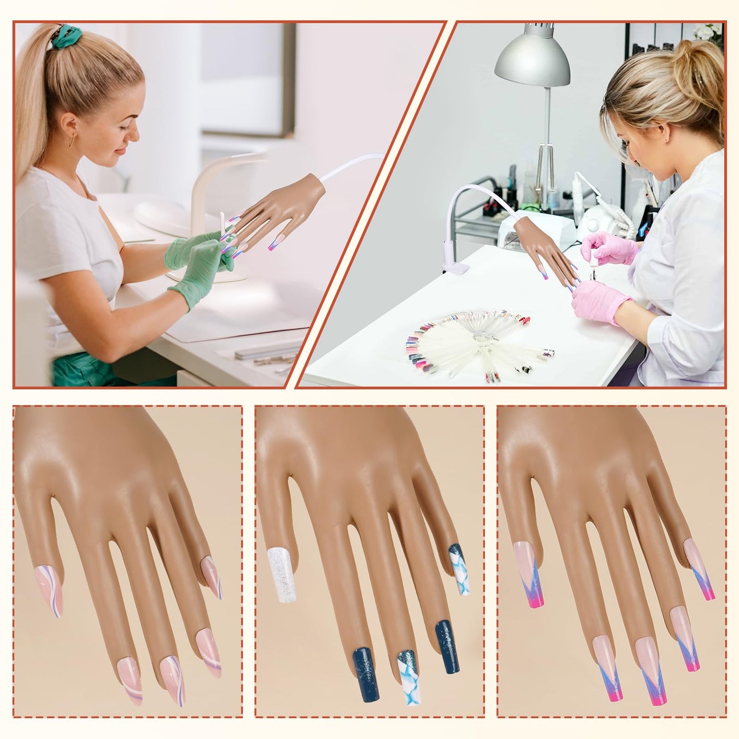 Wilfniee Practice Hand for Acrylic Nails: Nail Tips Won't Fall off From Fake Nail Practice Hand - Flexible Nail Mannequin Hand Practice for Beginners