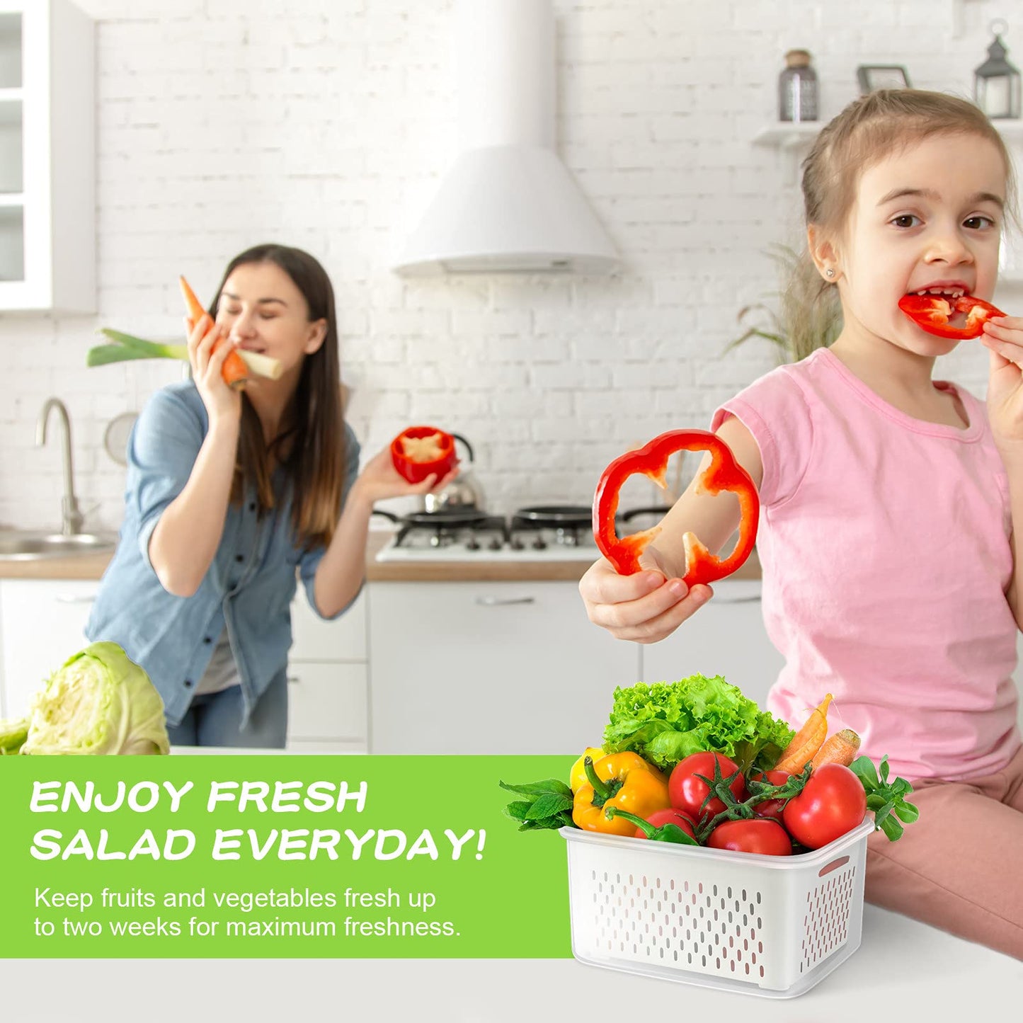 TBMax Fruit Storage Containers for Fridge Organizers and Storage, 4 Pack Large Produce Saver with Airtight Lid & Colander for Berry Lettuce Salad Vegetable Storage, Refrigerator Organizers
