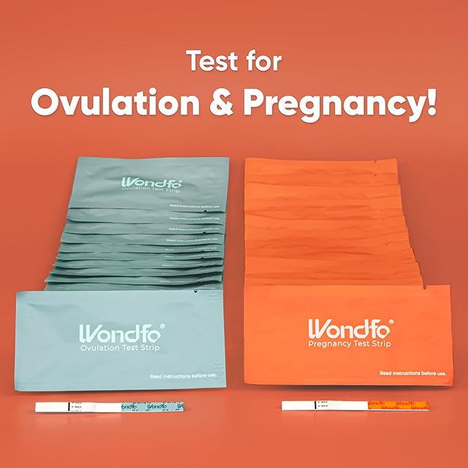 Wondfo 40 Ovulation Test Strips and 10 Pregnancy Test Strips Kit - Rapid Test Detection for Home Self-Checking, Birth Control and Fertility Management Urine Test (40 LH + 10 HCG)