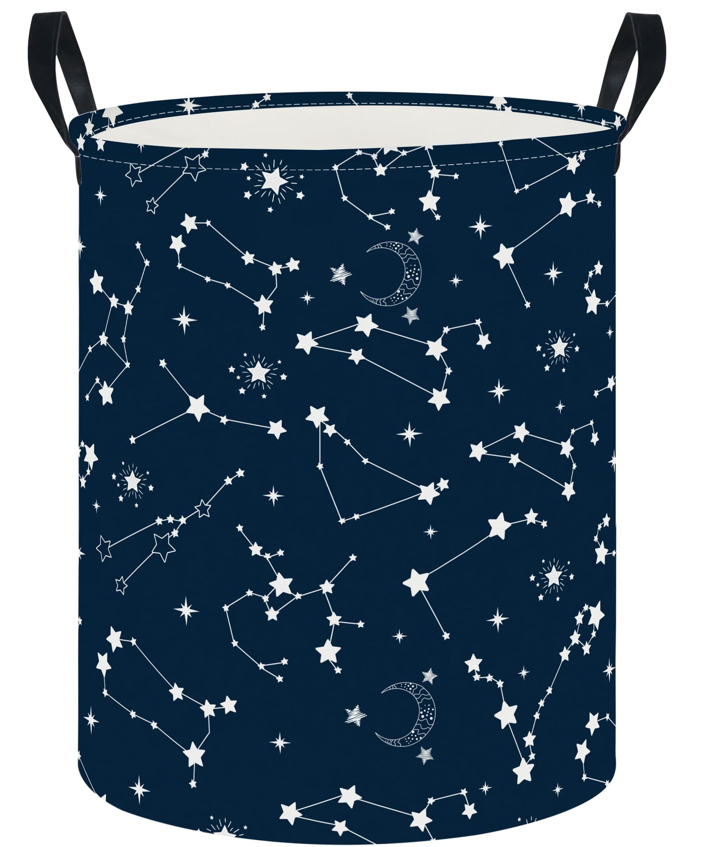CLOCOR Large Blue Round Laundry Hamper,Kids Toy Storage Basket,Baby Dirty Clothes Nursery Hamper for Boys and Girls,Bedroom,Bathroom,Gift Basket(Starry Sky)