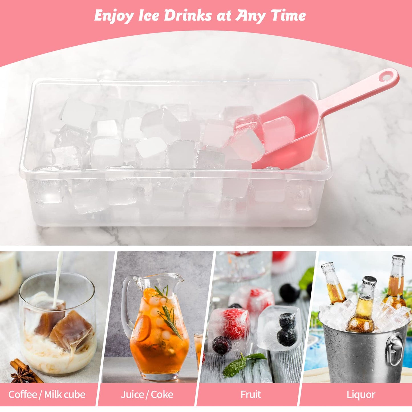 Food-grade Silicone Ice Cube Tray with Lid and Storage Bin for Freezer, Easy-Release 2 * 36 Small Nugget Ice Trays 1 ice Bucket & Scoop, Flexible Ice Cube Molds with Ice Container