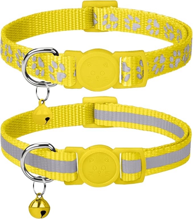 Taglory 2 Pack Reflective Breakaway Cat Collar with Bell, Sky Blue