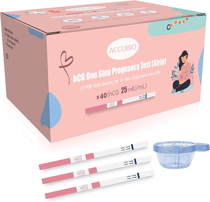 Pregnancy Test Strips with Urine Cups, 40 Count Individually Wrapped hCG Early Detection Home Tests Over 99% Accurate, Rapid Early Detection Pregnancy Test Strip 25mIU/mL