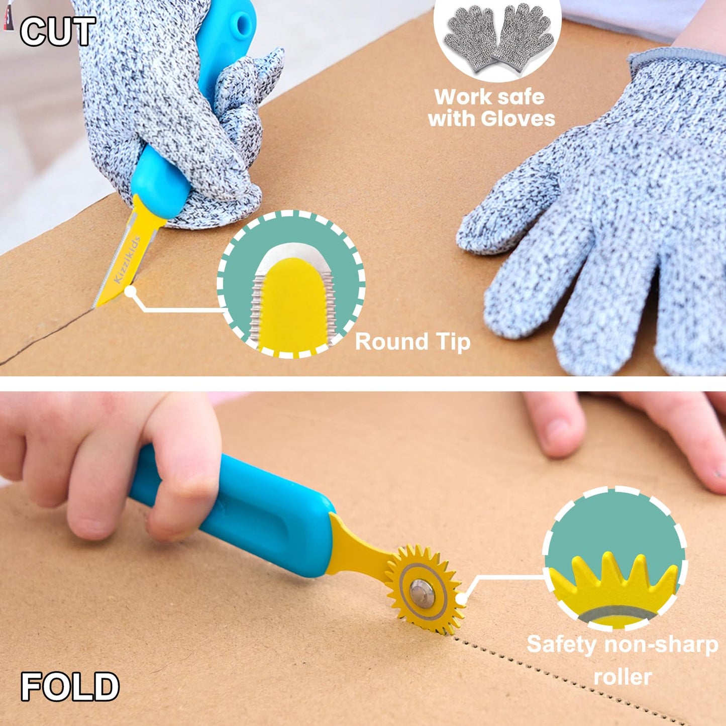 Kizzikids Cardboard Tools for Kids with Cutter &Tool Box, 149 PCS Cardboard Construction Kit for Family & Team Activities, Creative STEM Educational Toys Gift for Boys and Girls Aged 5+