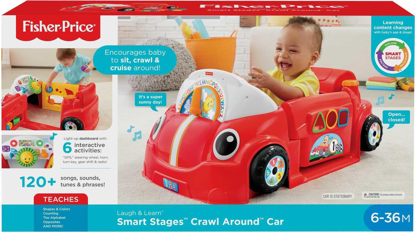 Fisher-Price Laugh & Learn Crawl Around Car, red Interactive Play Center with Smart Stages Learning Content for Babies and Toddlers Ages 6 Months and up (Amazon Exclusive)