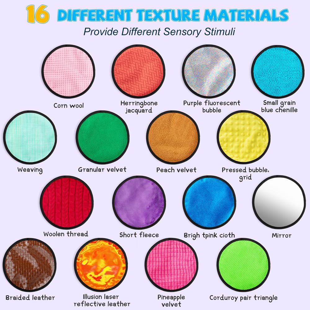 Inbeby 16 Set Round Sensory Mini Mats Textured Sensory Tiles - Sensory Toys for Autistic Children, Babies and Toddlers with Sensory Issues - Tactile Sensory Walls Sensory Mats for Fidgeting Activity