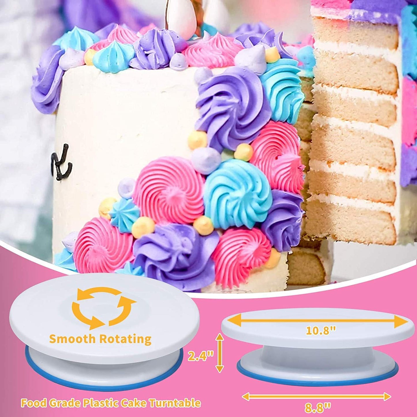 530Pcs Cake Decorating Kit Baking Supplies Cake Turntable Baking Accessories Tools for Beginners and Pros