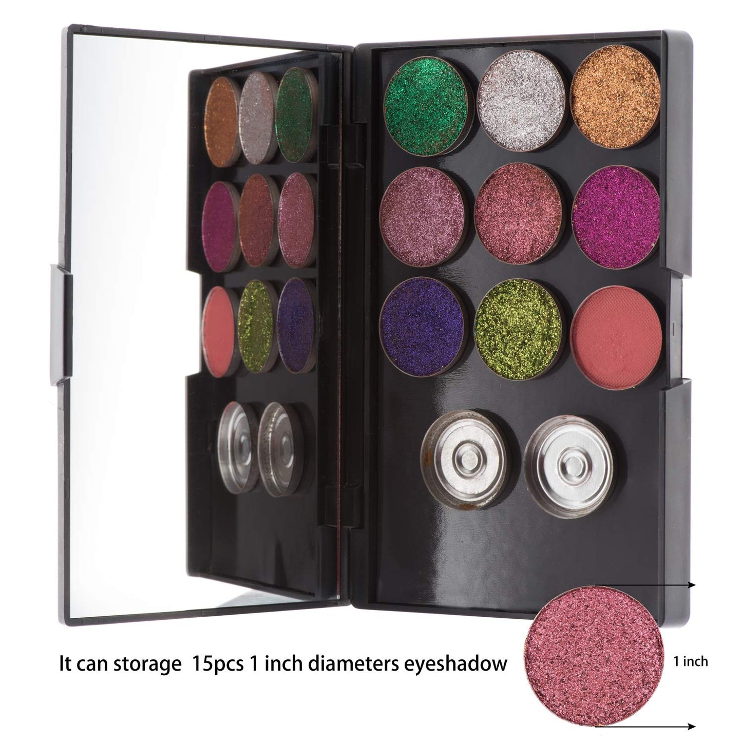 Empty Magnetic Plastic Eyeshadow Makeup Palette with 15Pcs Adhesive Empty Palette Metal Stickers for Eyeshadow Lipstick Blush Powder