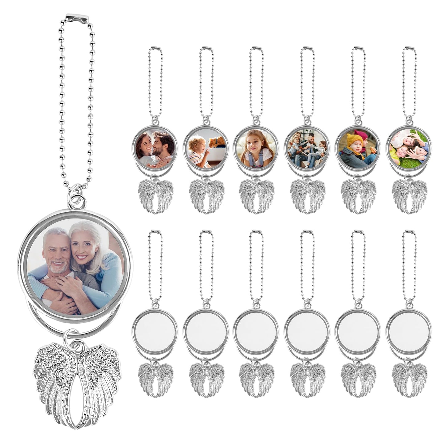MGBISYI 12 PCS Double-Sided Metal Sublimation Keychain Blanks, DIY Sublimation Printing Blanks for Car Hanging Ornaments, Christmas Gift Craft Supplies, Sublimation Ornament Blanks