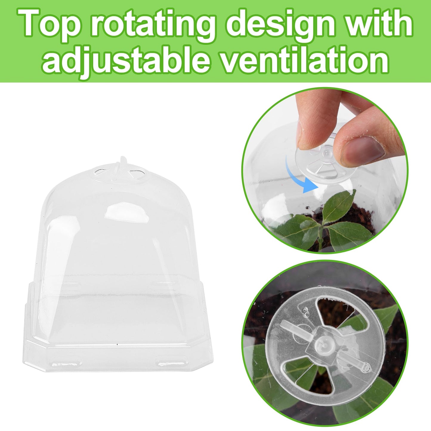EBaokuup 30PCS Clear Plant Nursery Pots with Humidity Dome - 3" Durable Plastic Gardening Pot, Small Plant Container for Seedlings/Vegetables/Succulents/Cuttings