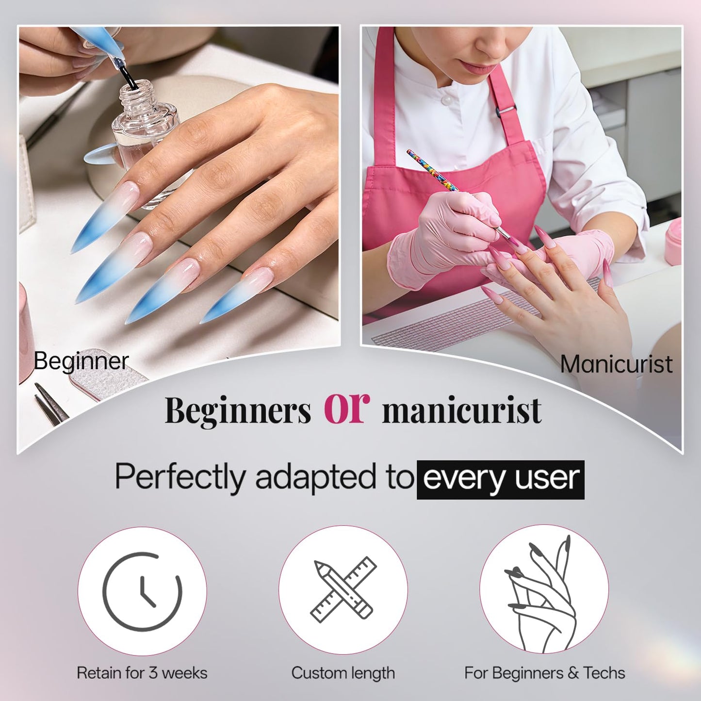 krofaue Extra Long Stiletto Nail Tips - 500PCS False Clear Nais with 10 Sizes Half Cover Pointed Press On Artificial Acrylic for Salon DIY, XL