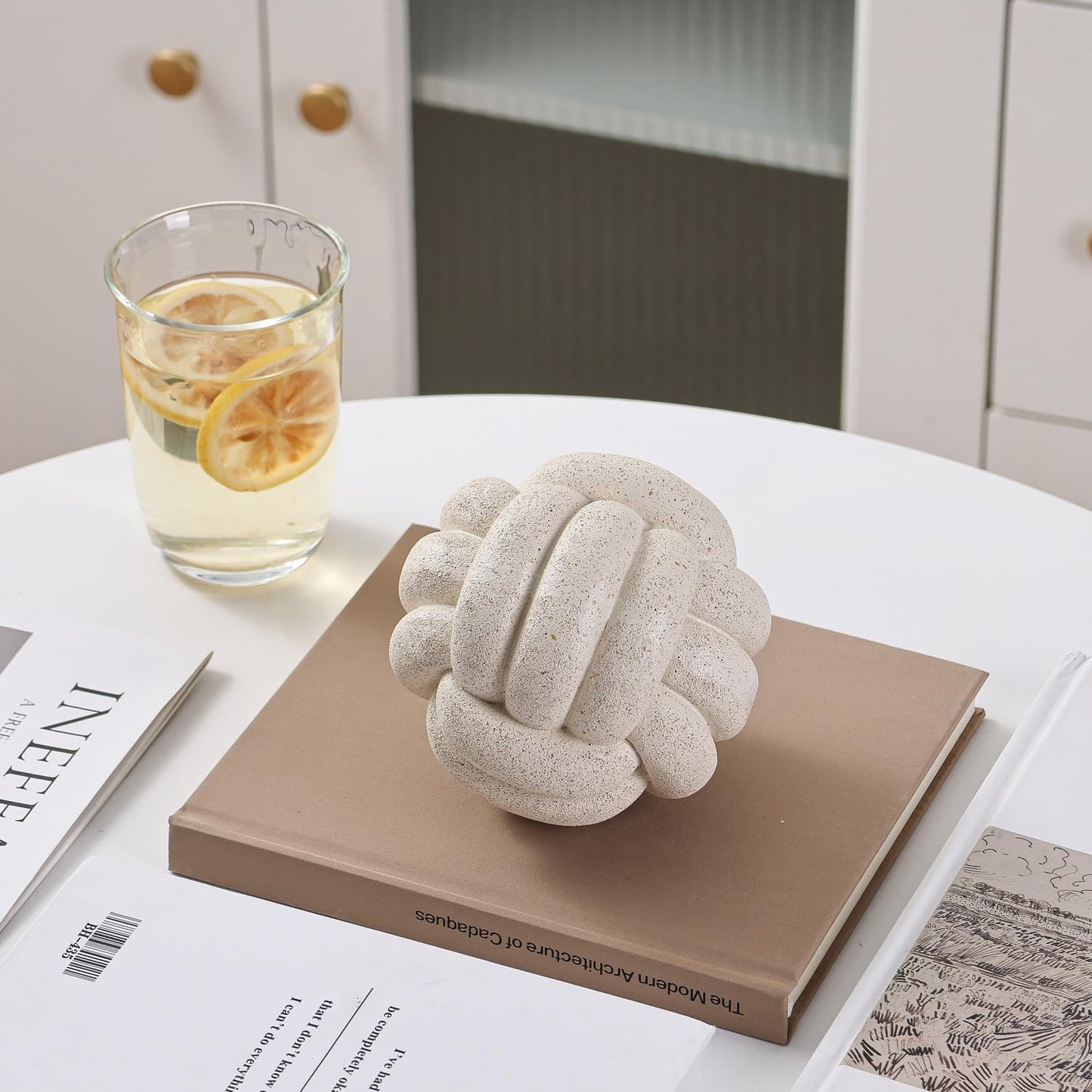 Dneuoir Knot Ball Statue Decor, Coffee Table Decor, Resin Aesthetic Decorative Accents for Book Shelf Entry Table Boho Modern Rustic Home Décor Office Living Room Decoration