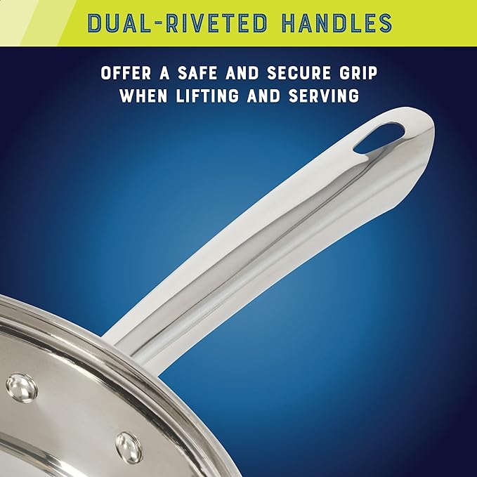 Oster Sangerfield 12-Piece Stainless Steel Cookware Set With Kitchen Tools, Non-Stick Pots and Pans, Durable Oven Safe Cookware for Home Cooking