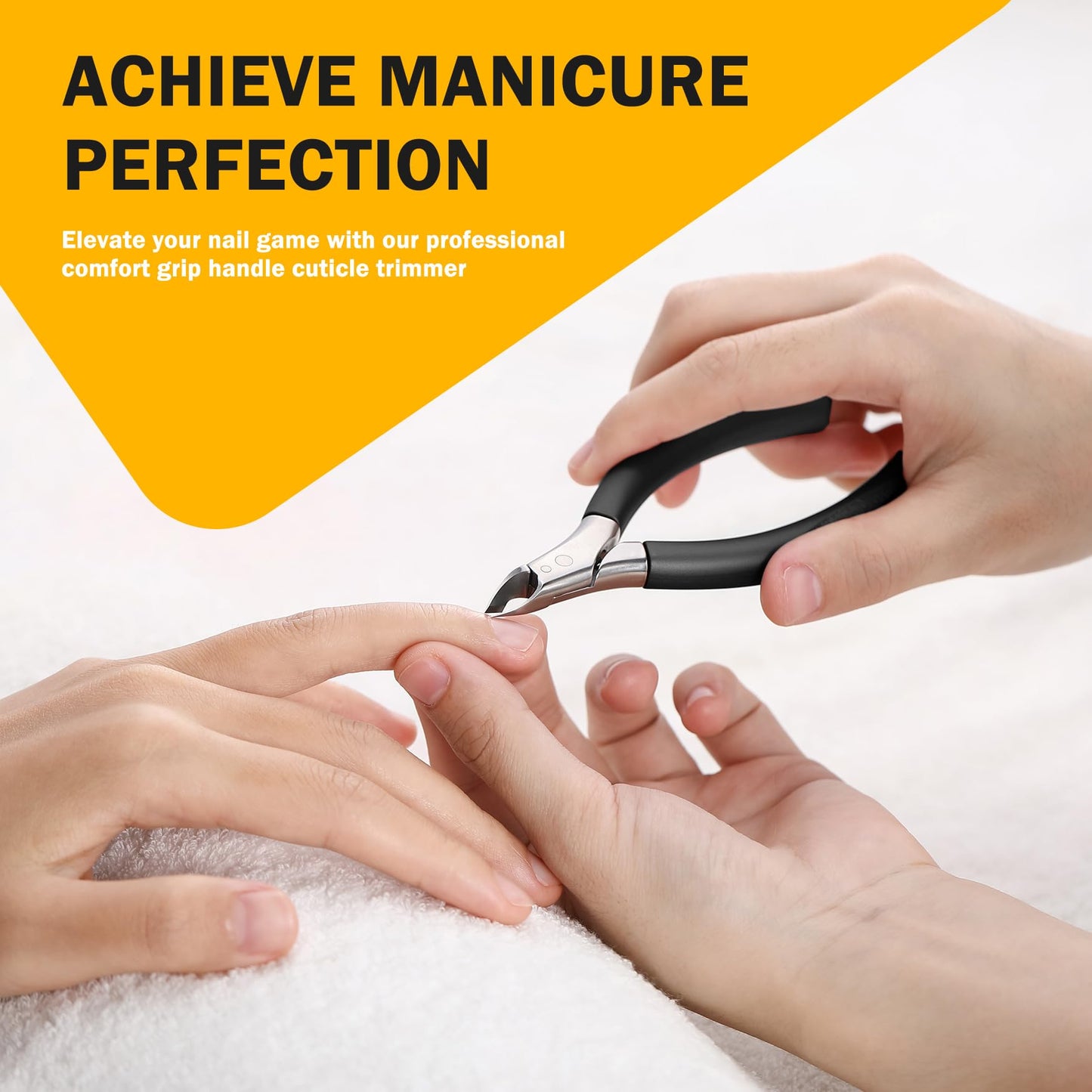 BEZOX Cuticle Clipper for Salon-Worthy Nails - Professional Half Jaw (5 mm) Cuticle Trimmers with Silicon Handle for Expert Manicures, Precision Cuticle Cutters Premium Nail Care Tool - Black