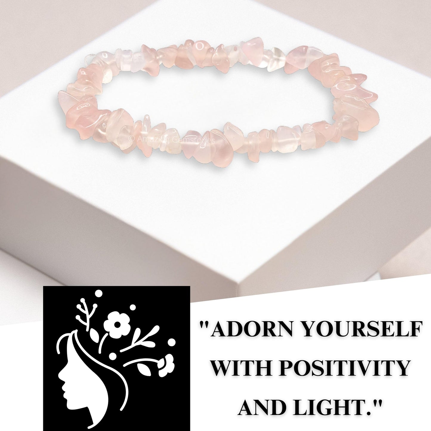 Amazing Gemstone Chips Bracelet (Rose Quartz)