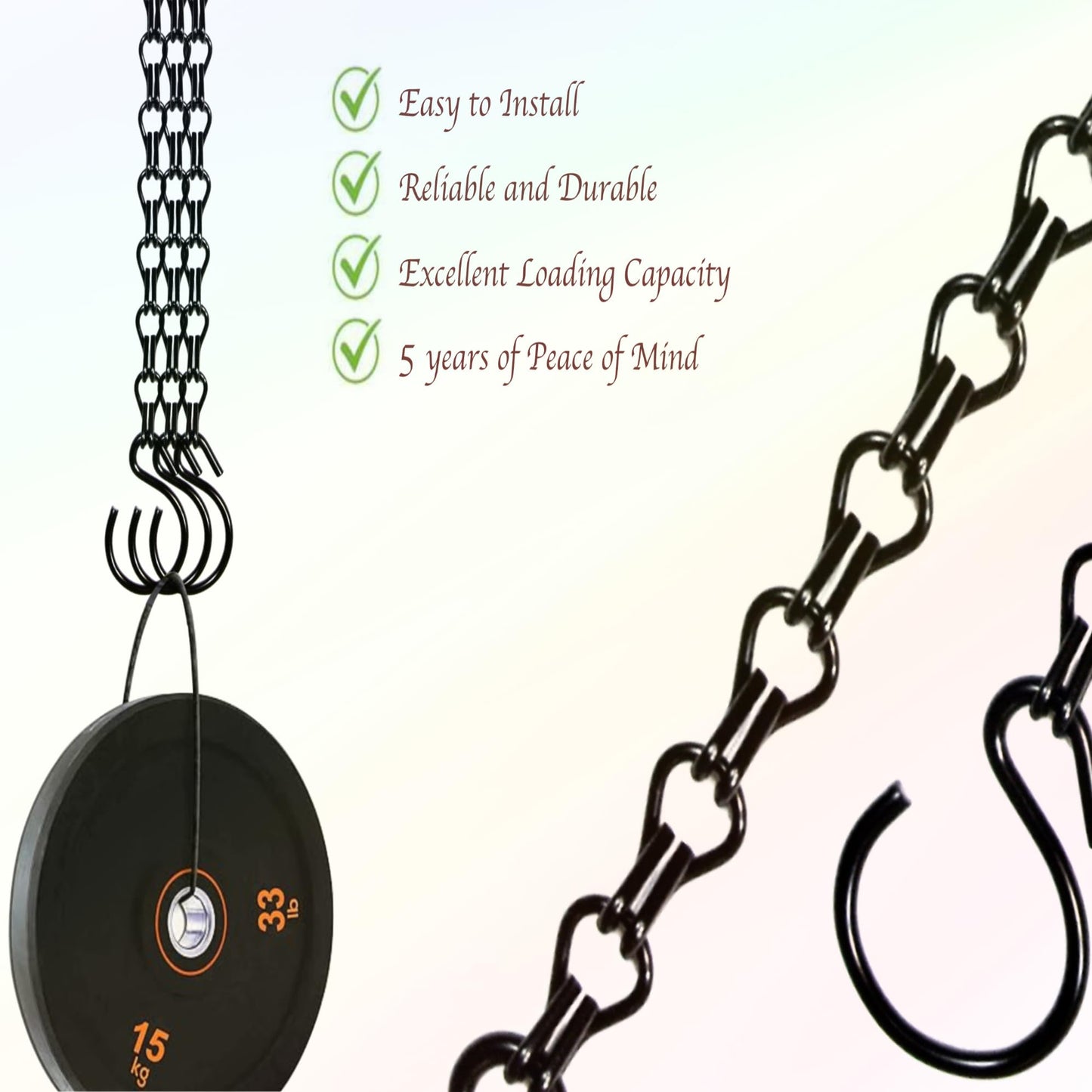 Uarepretty 3 Sets 24 Inches Hanging Chains for Planters, Ornaments， Bird Feeders, Billboards, Fruit Basket, Indoor and Outdoor (Black)