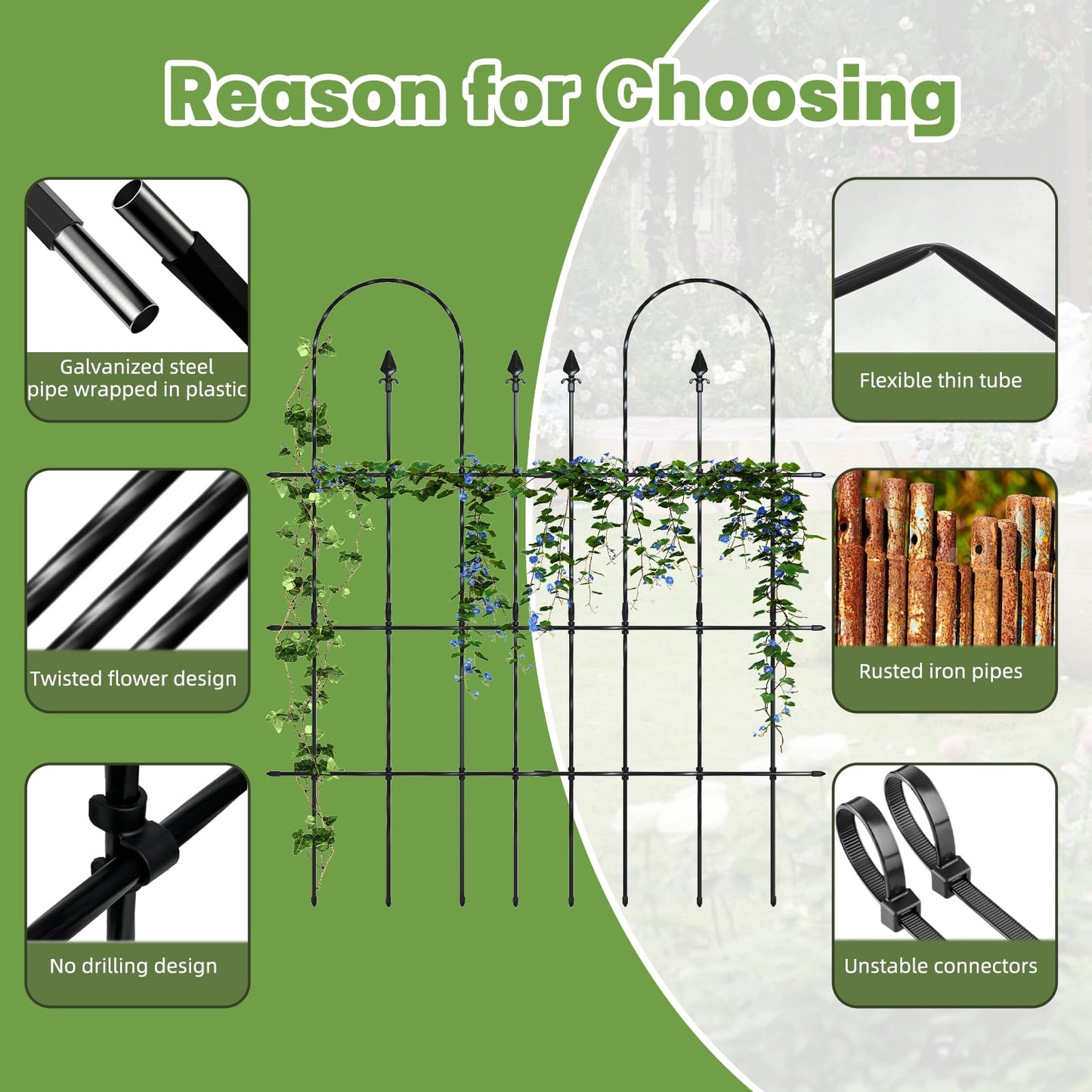BUKLIYN Garden for Climbing Plants - Trellis for Climbing Plants Outdoor for Vines Plant Fresh Flower Vegetable Support, Plant Trellis Outdoor:82.5"*55"(2 Pack)