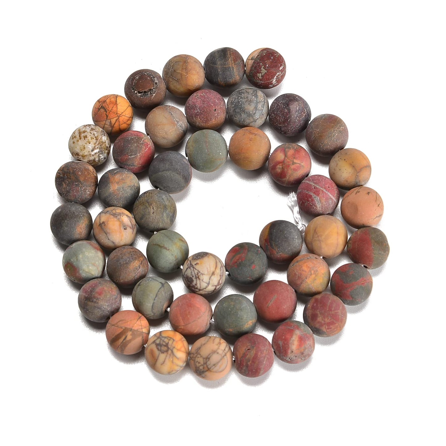 jodaying 10mm Picasso Jasper Matte Round Natural Gematone Loose Beads for Jewelry Making DIY 1 Strand 15"