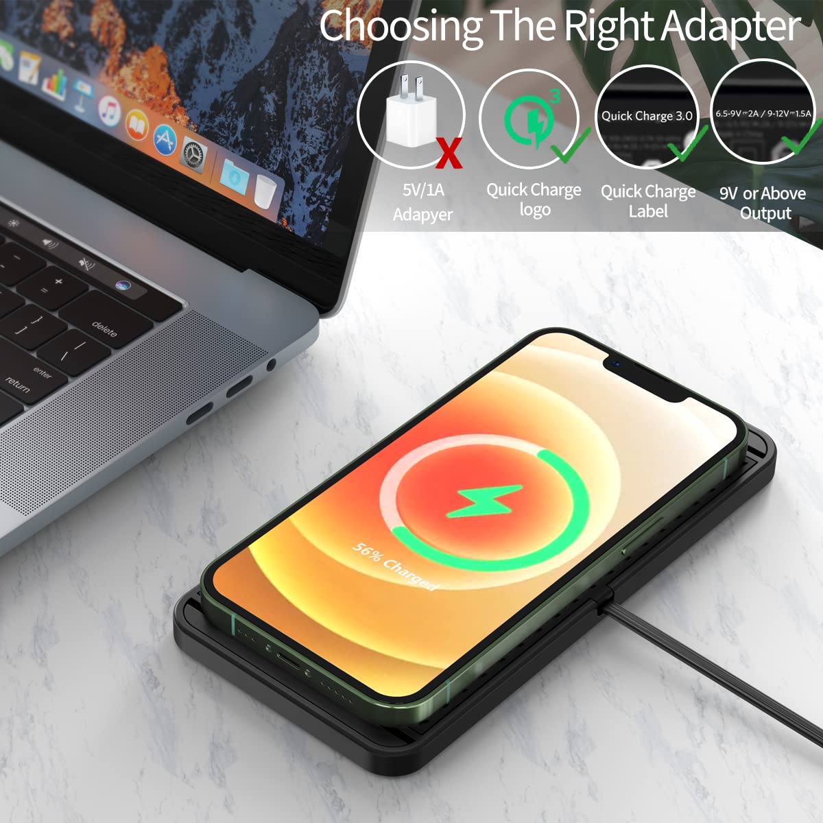 LOOSAU Wireless car Charger Charging pad 15w Non Slip FastCharger for car Wireless Phone Charger for Android for iPhone 11/12/13/14/15/16 /17 Pro Max Xs,Samsung Galaxy S20, S10+ Note 9，LG
