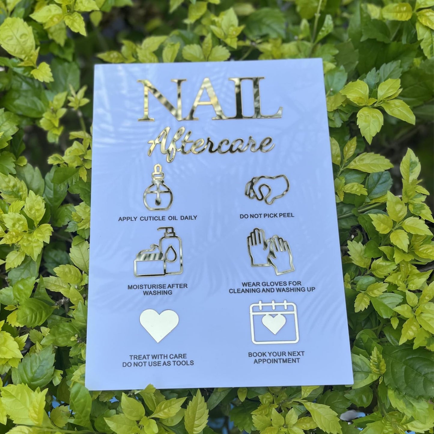 Press On Nails Sizing Kit Card 5x7 inch Nails Aftercare 3D Acrylic Sign Advice for Nail Room Decor