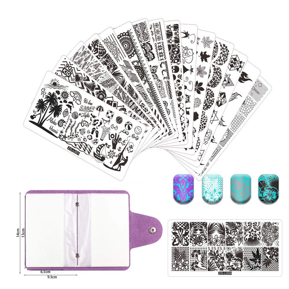 BeautyLeader 20 Pcs Nail Stamp Plates Set 15 Nail Art Plate 2 Stamper 2Scraper 1storage Bag Nails Art Stamping Plate Scraper Stamper Set Leaves Flowers Animal Nail Image Plate