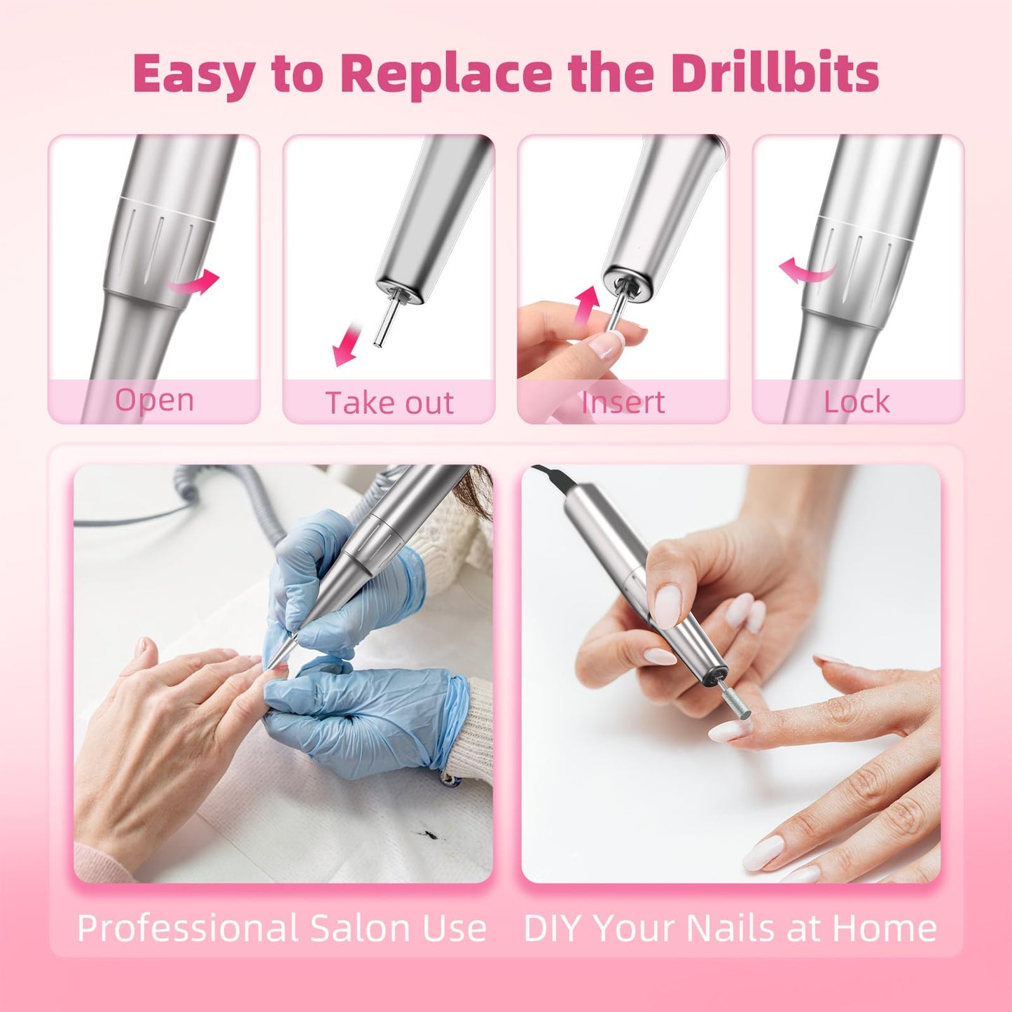 Professional Electric Nail Drill Machine, KYOEON Portable 50000 RPM Nail Drill Tools Kit Supplies with Accessories for Women High Speed Nail File Art Tools for Nail Techs or Salon Home