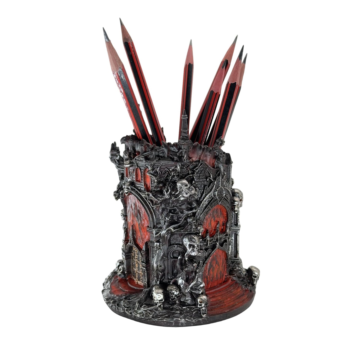 LOOYAR Dante's Inferno Resin Castle Pen Holder and Aquarium Décor - Medieval-Themed Desk Ornament