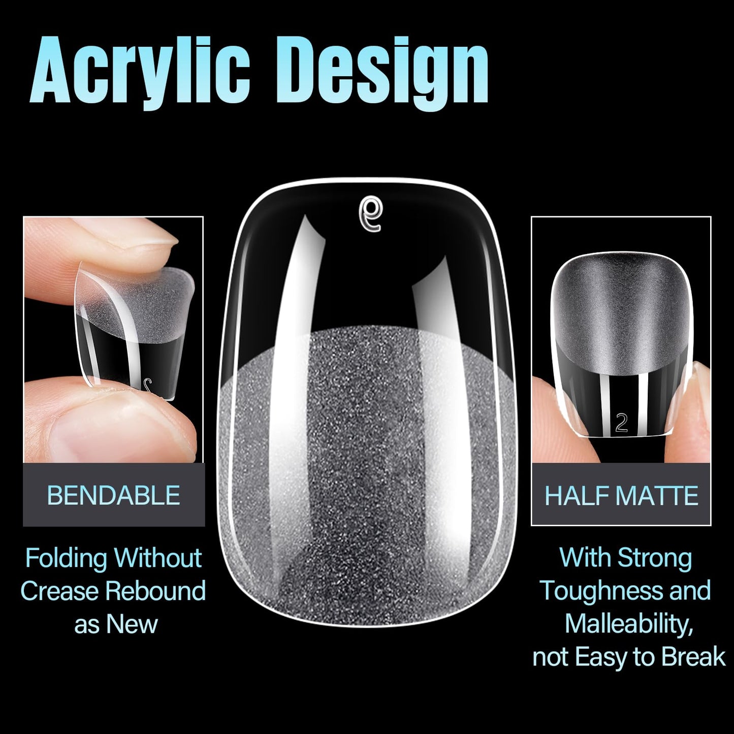 TOMICCA Extra Short Square Nail Tips,15 Sizes 240Pcs Squoval Fake Nails Half Matte Acrylic Gel Nail Tips Full Cover False Nails for Nail Extension Home DIY Salon