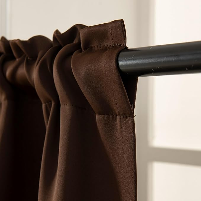 Pickluc Cafe Curtain (Half Window Curtain) 36 Inches Length, Rod Pocket Kitchen Curtain, Short Blackout Curtain for Small Window, 30" Wide and 36" Long, 2 Panels, Chocolate Brown