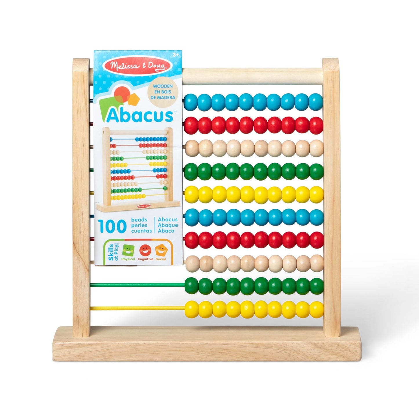 Melissa & Doug Abacus Classic Wooden Toy with 100 Beads - Preschool Learning Activities and Math Games for Kids, Homeschool Essentials for Ages 3+