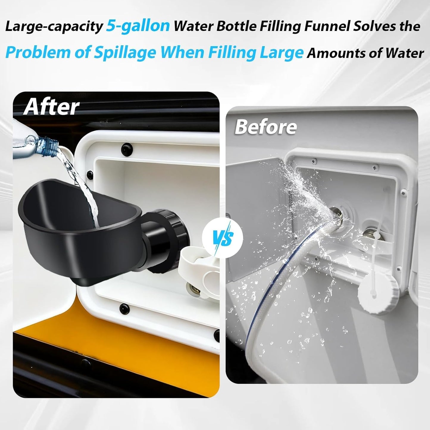 Rv Fresh Water Tank Fill Funnel, Oversized 5-Gallon Funnel for Rv Fresh Water Tank