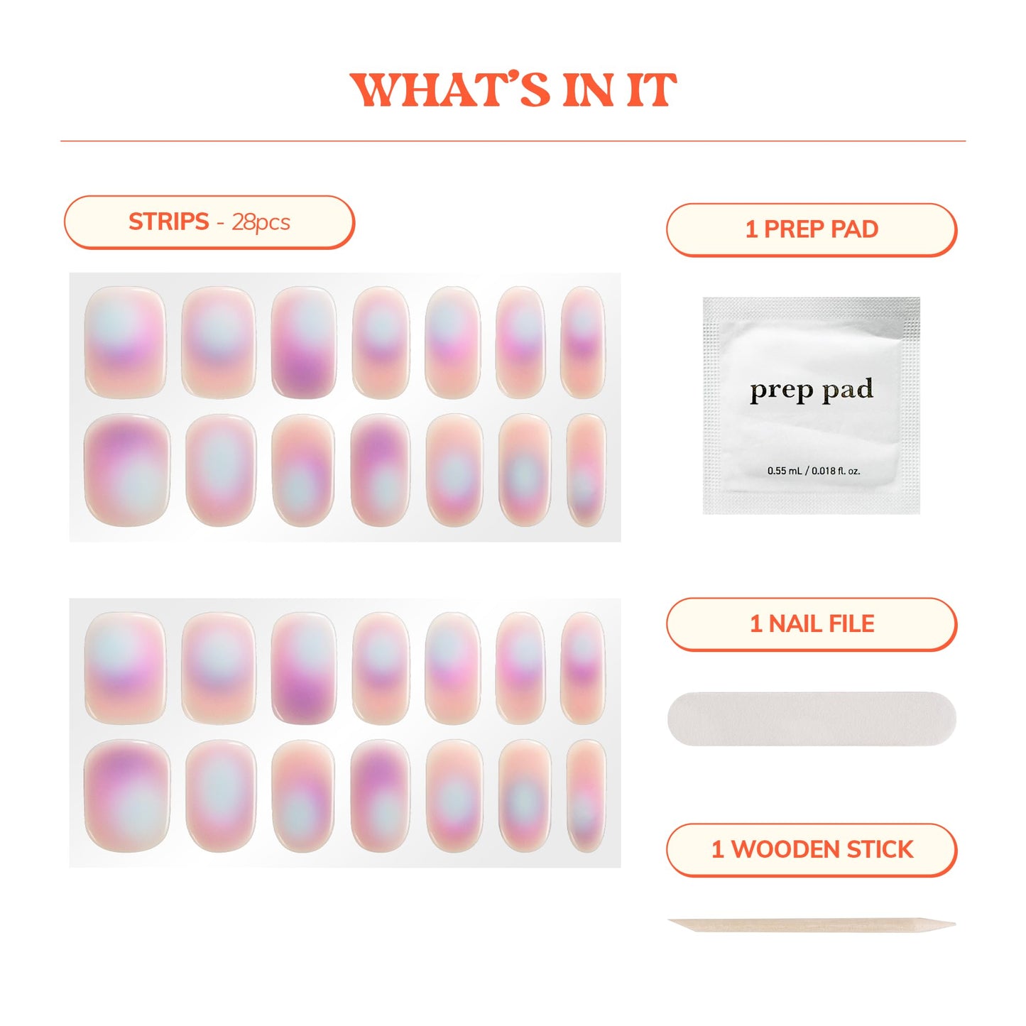 Heyhae Semi Cured Gel Nail Strips | No LED Lamp Needed | Aura, Purple | Easy Apply & Remove, Salon Quality | Includes 28 Strips, 1 Prep Pads, Nail File & Wooden stick - Hey, 2 Cool 4 School